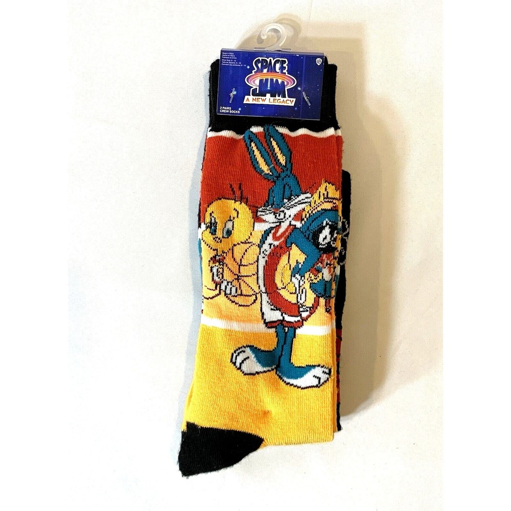 Space Jam A New Legacy Crew Socks Mens Adult *2 Pack* Bugs Bunny‎ Tweety Marvin